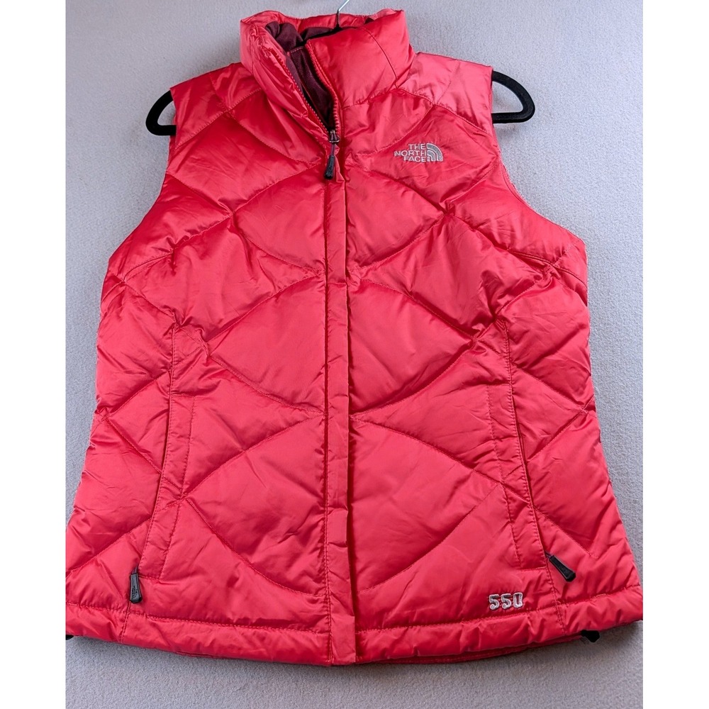 The North Face Aconcagua 550 Down Puffer Vest Coral Pink Womens Small Quilted